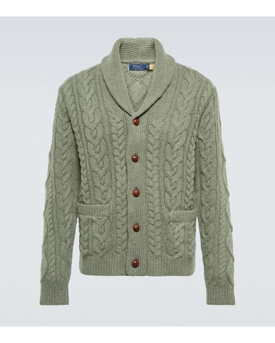 Polo Ralph Lauren Cable-knit Wool And Cashmere Cardigan - Green