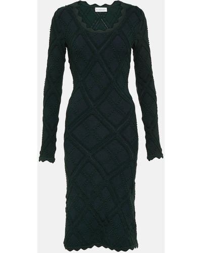 Burberry Aran Wool-blend Midi Dress - Black