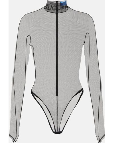 Mugler Mesh Bodysuit - Grey