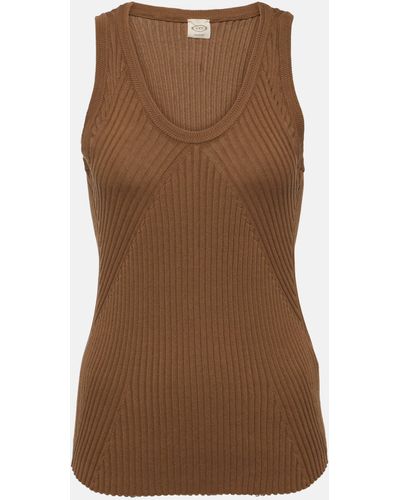 Tod's Ribbed-knit Cotton Tank Top - Brown