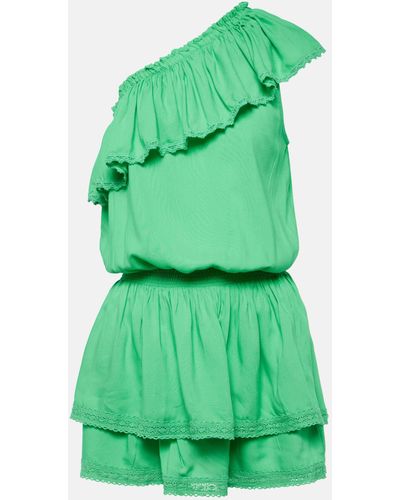 Melissa Odabash Debbie One-shoulder Ruffled Minidress - Green
