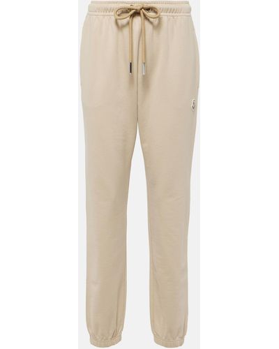 Moncler Logo Cotton Jersey Sweatpants - Natural