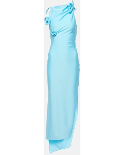 Coperni Floral-applique Cutout Maxi Dress - Blue