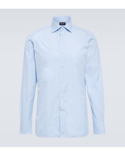 Zegna Striped Cotton Shirt - Blue