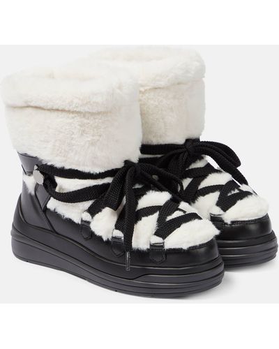 Moncler Insolux Faux Fur And Suede Snow Boots - White