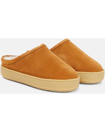 Isabel Marant Fozee Shearling-lined Suede Slippers - Brown