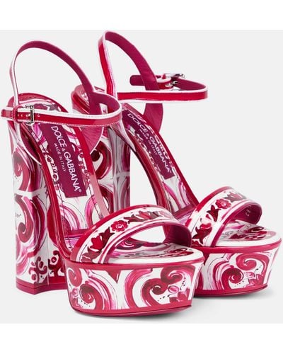 Dolce & Gabbana Dolce & Gabbaba Multicolour Platform Sandal - Pink