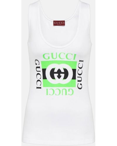 Gucci Logo Cotton Tank Top - White