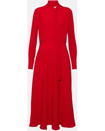 Valentino Tie-neck Silk Midi Dress - Red