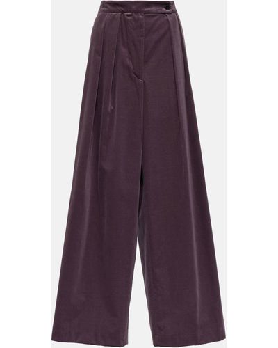 Dries Van Noten High-rise Velvet Wide-leg Pants - Purple