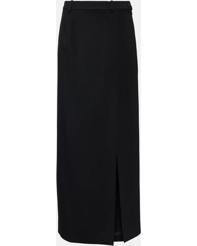 Balenciaga Side-slit Wool Twill Maxi Skirt - Black