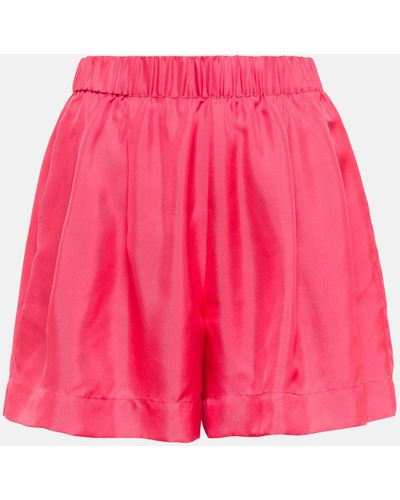 Asceno Zurich Silk Twill Shorts - Pink