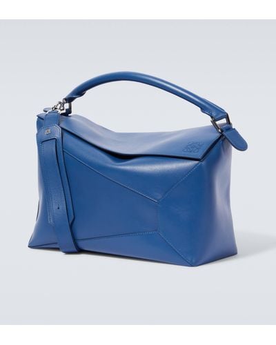 Loewe Puzzle Leather Shoulder Bag - Blue