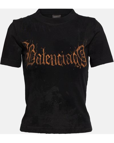 Balenciaga Heavy Metal-artwork Cotton T-shirt - Black