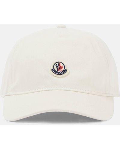 Moncler Logo Cotton Gabardine Baseball Cap - White