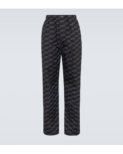 Balenciaga Bb Signature Cotton Pyjama Pants - Grey