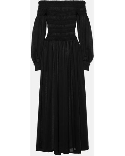Max Mara Manu Off-shoulder Virgin Wool Maxi Dress - Black