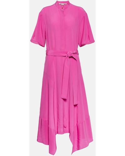 Stella McCartney Asymmetrical Silk Midi Dress - Pink