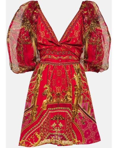 Camilla Printed Silk Minidress - Red