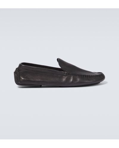 The Row Lucca Leather Loafers - Black