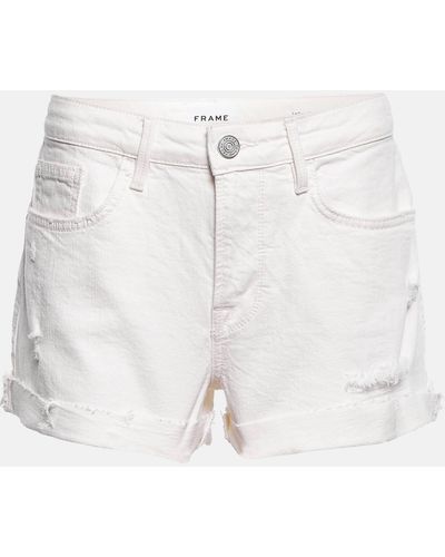 FRAME Le Grand Garcon Short Denim Shorts - White