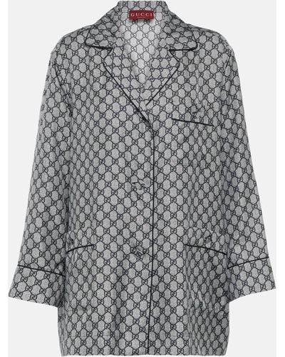 Gucci GG Silk Twill Shirt - Grey