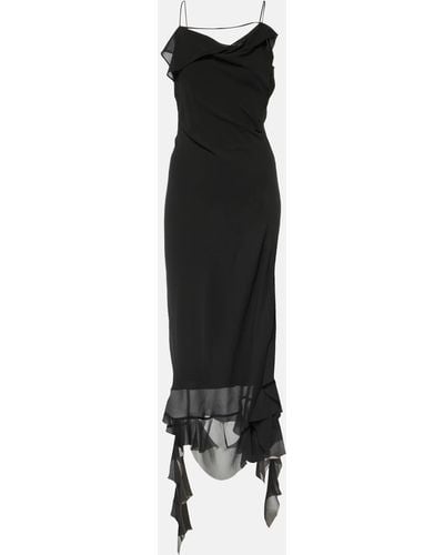 Acne Studios Ruffled Asymmetric Midi Dress - Black