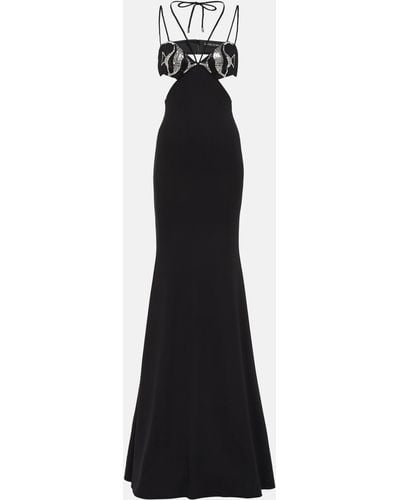 David Koma Embroidered Cutout Gown - Black