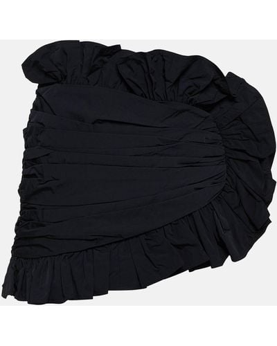 Area Ruffle-trimmed Asymmetric Miniskirt - Black