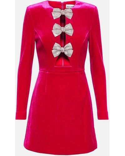 Rebecca Vallance Bernadette Bow-detail Velvet Minidress - Red