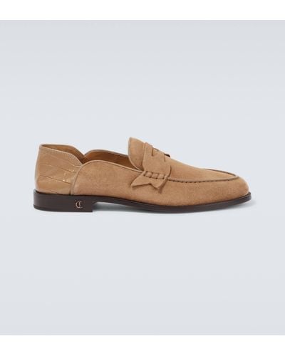 Christian Louboutin Penny No Back Leather Loafers - Brown