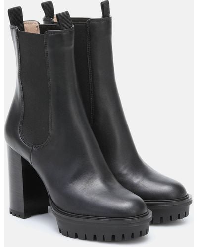 Gianvito Rossi Leather Ankle Boots - Black