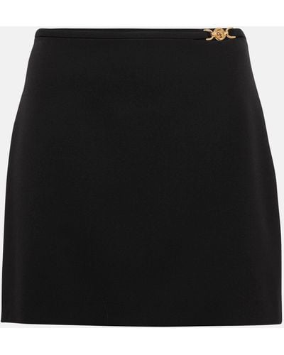 Versace Embellished Wool Miniskirt - Black