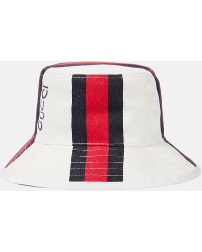 Gucci Logo Cotton Canvas Bucket Hat - Red