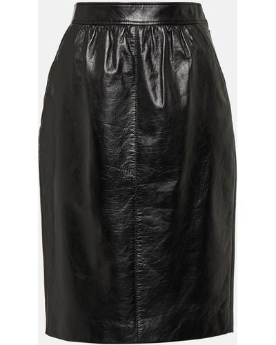 Saint Laurent Leather Pencil Skirt - Black