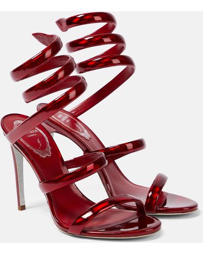Rene Caovilla Cleo Metallic Faux Leather Sandals - Red