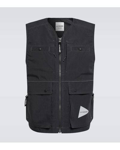 and wander Zipped Vest - Blue