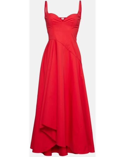 Alexander McQueen Cotton Corset Dress - Red