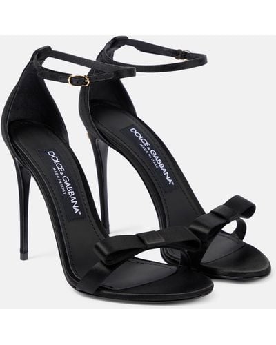 Dolce & Gabbana Keira Bow-applique Satin Sandals - Black