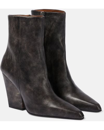 Paris Texas Jane Leather Ankle Boots - Black