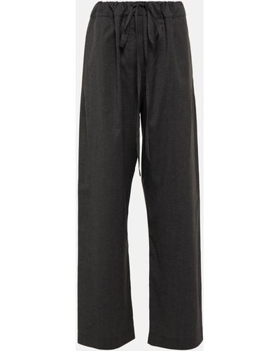 The Row Argent Silk And Cotton Wide-leg Pants - Grey