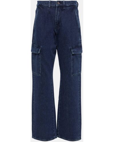 7 For All Mankind Tess Cargo High-rise Straight Jeans - Blue
