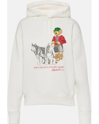 Polo Ralph Lauren Polo Bear Graphic-print Cotton-blend Hoody X - Natural