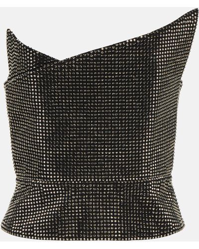 Roland Mouret Asymmetric Embellished Strapless Top - Black