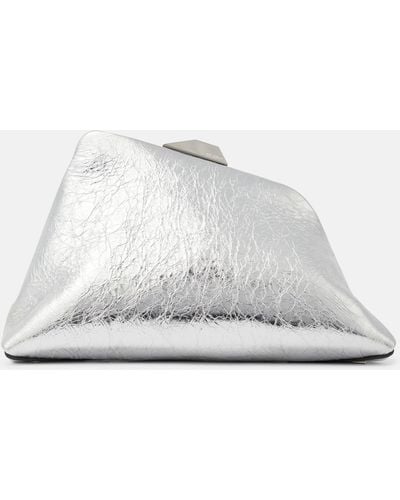 The Attico Day Off Metallic Leather Clutch Bag - White