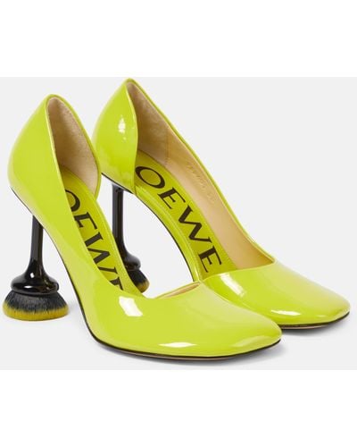 Loewe Toy Brush Patent Leather Pumps - Green