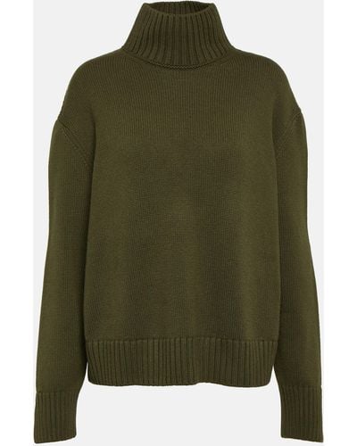Loro Piana Oversized Cashmere Turtleneck Sweater - Green