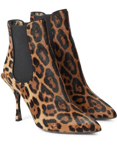 Dolce & Gabbana Leopard-print Calf Hair Ankle Boots - Multicolour