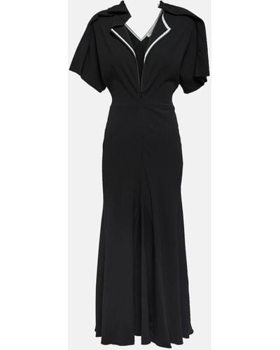 Victoria Beckham Asymmetric Wool-blend Crepe Maxi Dress - Black