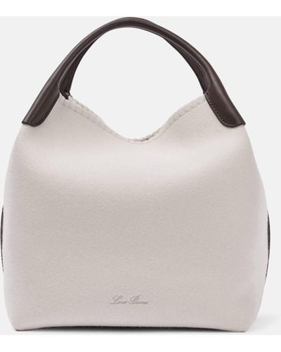 Loro Piana Bale Large Leather-trimmed Bucket Bag - White